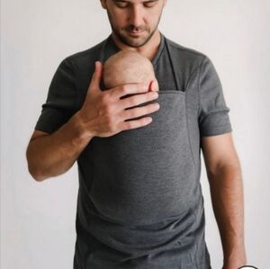 Lalabu Men's Dad Shirt Infant Babywearing Short Sleeve: Gray